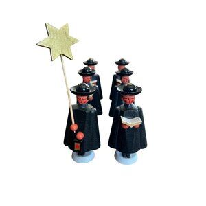 Set Of 6 Handmade Kurrende Priests & Singers Christmas Figurines Vintage German